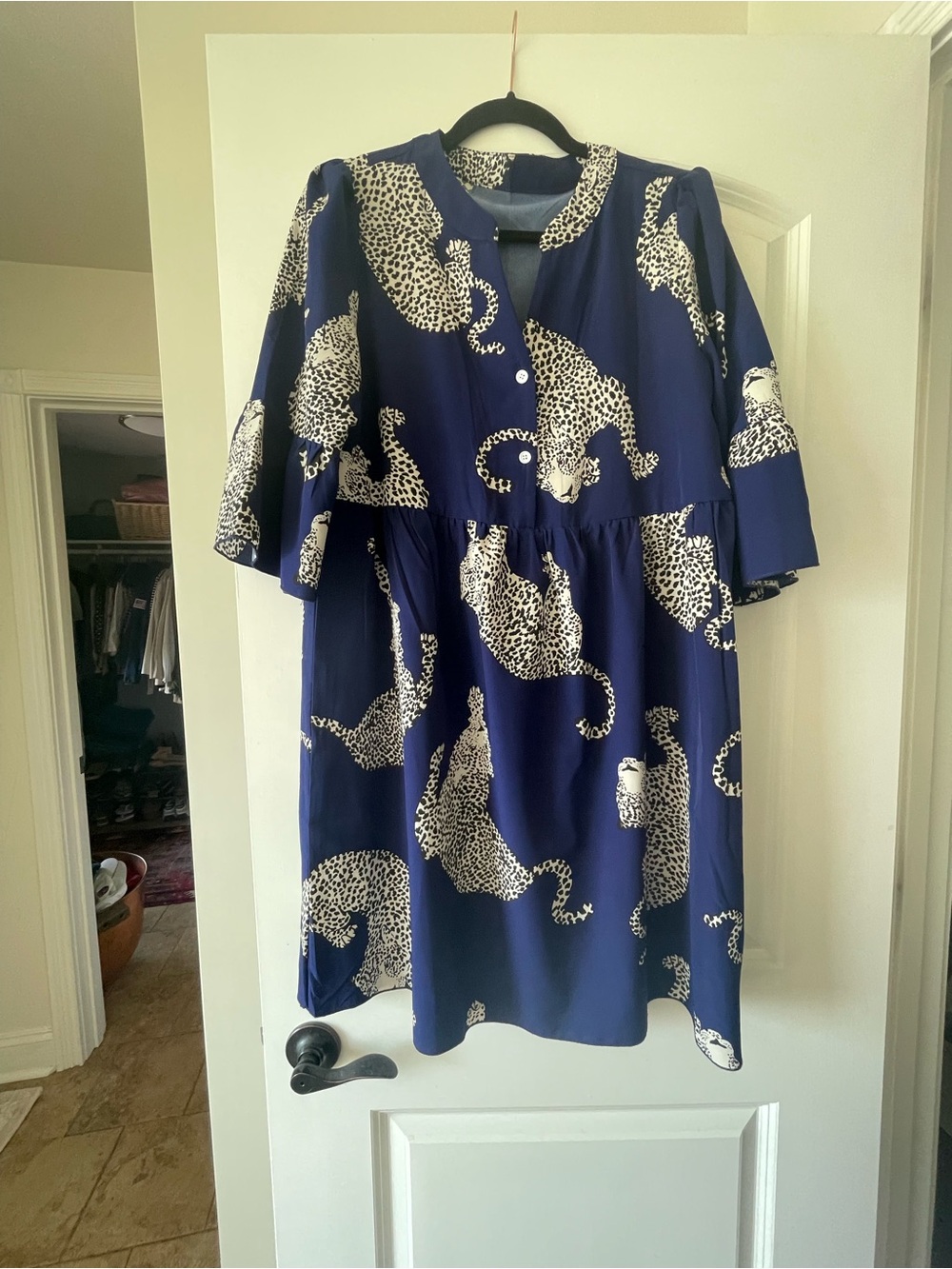 Navy Leopard Print Dress